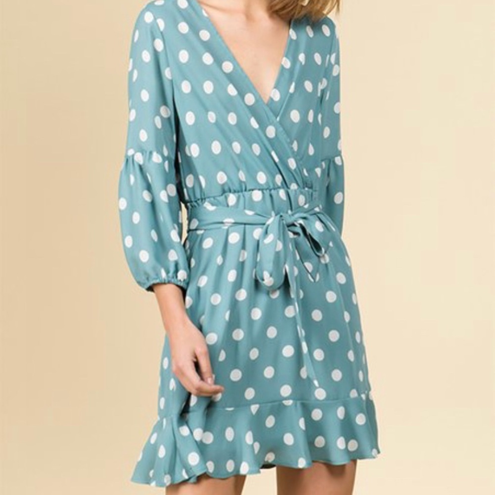🏷 **FRANCESCAS** Light Blue Polkadot Mini Dress
